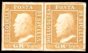 1858 - 1/2 grano giallo ocra, prova La ... 