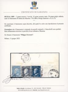 1859 - 2 grana azzurro, I tavola, ... 