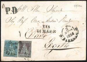 1854 - 2 crazie azzurro chiaro su grigio, 9 ... 