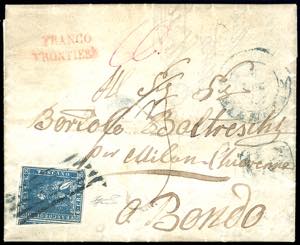 1857 - 6 crazie azzurro vivo, II emissione ... 