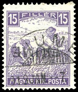 1918 - 15 f. Mietitori, cifre bianche, ... 