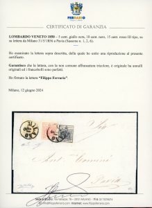 1856 - 5 cent. giallo ocra, 10 ... 