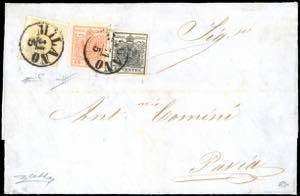 1856 - 5 cent. giallo ocra, 10 cent. nero, ... 