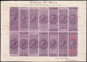 1863 - Foglietto con 14 esemplari di marche ... 