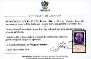 1944 - 50 lire soprastampa fascio ... 