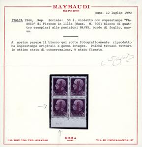 1944 - 50 lire soprastampa fascio ... 