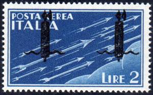 POSTA AEREA 1944 - 2 lire azzurro, ... 