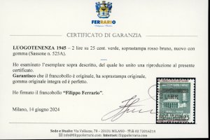 1945 - 2 lire su 25 cent. ... 