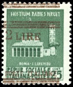 1945 - 2 lire su 25 cent. Monumenti ... 