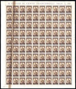 1945 - 20 cent. Democratica (544), foglio ... 