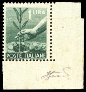 1945 - 1 lira Democratica, stampa su carta ... 