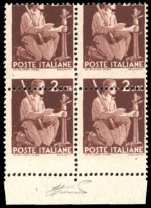 1945 - 2 lire Democratica, dentellatura ... 