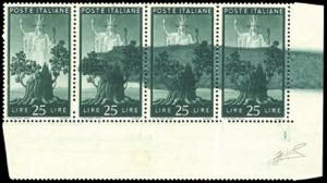 1945 - 25 lire Democratica (562), striscia ... 