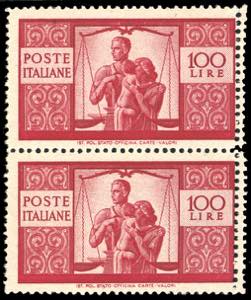 1946 - 100 lire Democratica, dent. 14 x 14, ... 