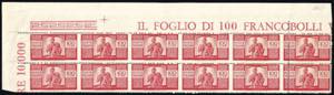 1946 - 100 lire Democratica, I lastra, dent. ... 