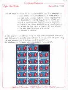 1959 - 25 lire Roma-Parigi, blocco ... 