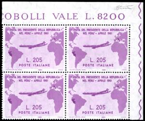 1961 - 205 Gronchi rosa (921), blocco di ... 