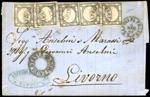 1862 - 1 grano nero (19), cinque esemplari, ... 