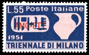 1951 - 55 lire Triennale, soprastampa a ... 