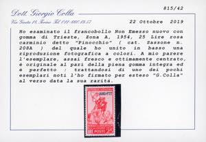 1954 - 25 lire rosa carminio, ... 