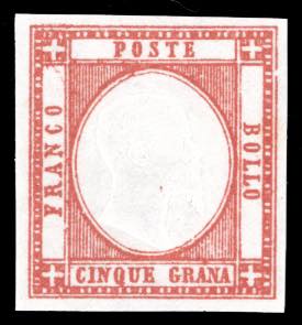 1861 - 5 grana rosso carminio (21), gomma ... 