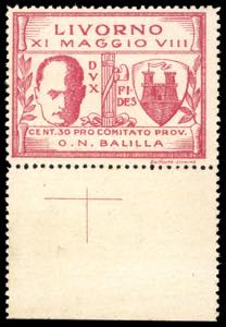 LIVORNO 1930 - 30 cent. Mussolini rosa (1), ... 