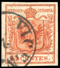 FALSI PER POSTA 1853 - 15 cent. vermiglio, ... 