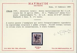 ARONA 1945 - 30 cent. bruno, ... 