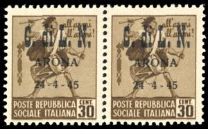 ARONA 1945 - 30 cent. bruno, Tamburino, ... 