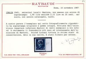 MANTOVA 1945 - 1,90 su 15 cent. e ... 
