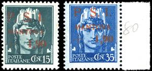 MANTOVA 1945 - 1,90 su 15 cent. e 1,90 su 35 ... 