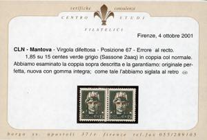 MANTOVA 1945 - 1,85 lire su 15 ... 