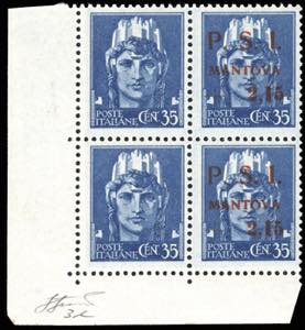 MANTOVA 1945 - 2,15 lire su 35 cent., blocco ... 