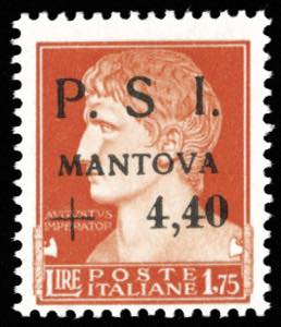 MANTOVA 1945 - 4,40 lire su 1,75 lire, senza ... 