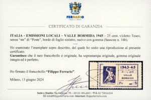 VALLE BORMIDA 1945 - 25 cent. ... 