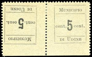 UDINE 1918 - 5 cent. verde oliva, coppia ... 