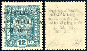 VENEZIA GIULIA 1918 - 12 h. verde azzurro, ... 