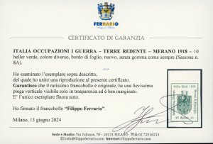 MERANO 1918 - 10 h. verde, COLORE ... 