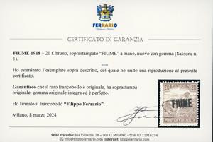 FIUME 1918 - 20 f. soprastampato ... 