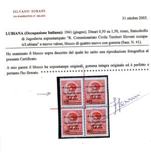 LUBIANA 1941 - 0,50 SU 1,50 d. ... 