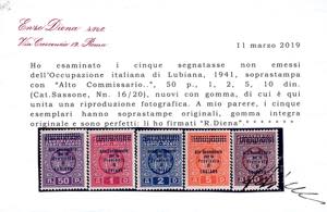 LUBIANA SEGNATASSE 1941 - Alto ... 