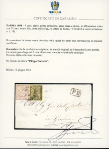 1858 - 5 cent. giallo, prima ... 