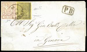 1858 - 5 cent. giallo, prima emissione, ... 