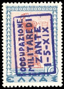 ZANTE 1941 - 10 d. Mitologica soprastampati, ... 