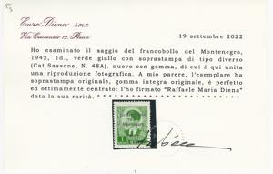 MONTENEGRO 1942 - 1 d., ... 