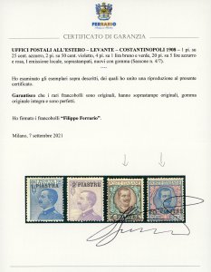 COSTANTINOPOLI 1908 - 4 piastre su ... 