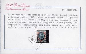 COSTANTINOPOLI 1908 - 4 piastre su ... 