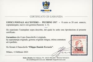 PECHINO 1917 - 8 cent. su 20 cent. ... 