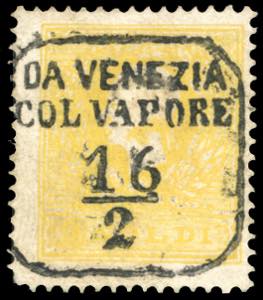 1858 - 2 soldi giallo, I tipo, estesa ... 