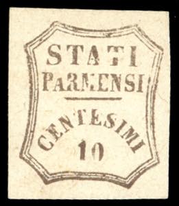 1859 - 10 cent. bruno grigiastro, varietà ... 